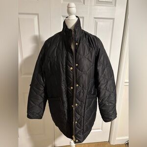 NWOT Quince Featherless Quilted Long Puffer Jacket Black Medium Preppy Classic